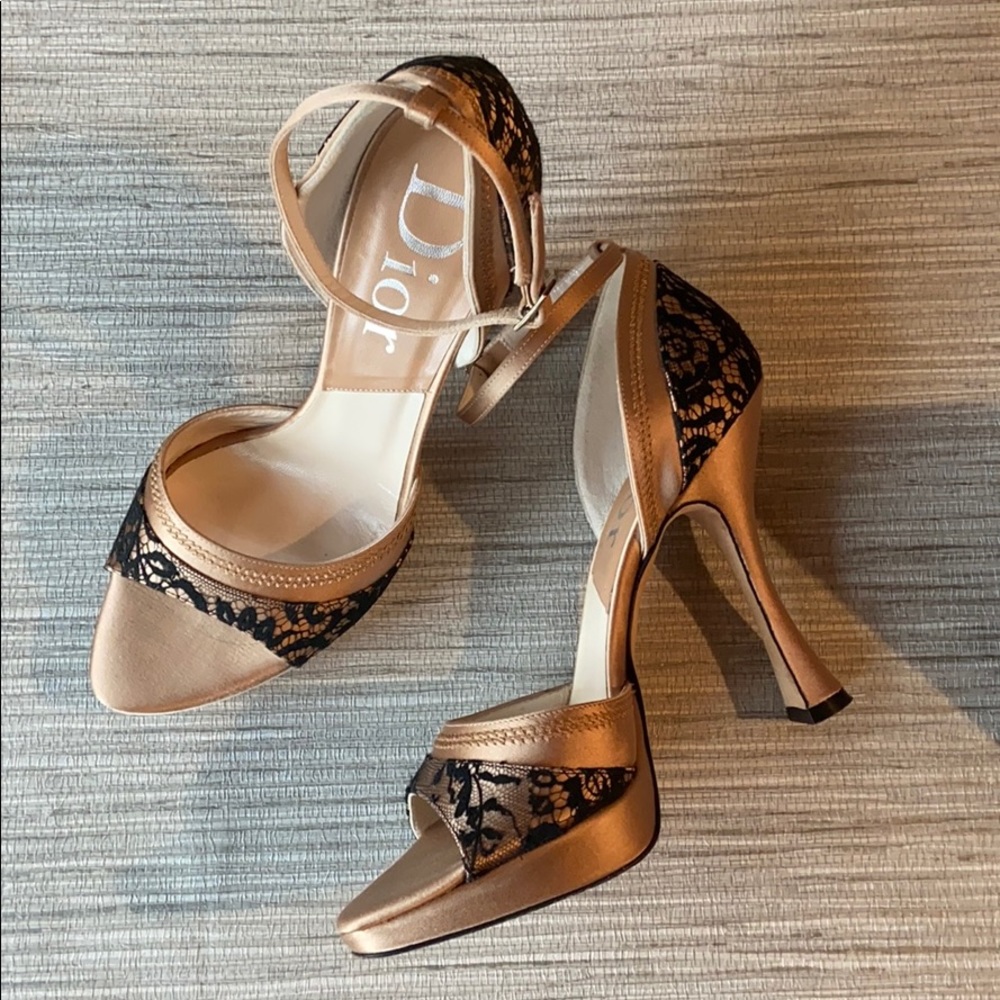 Dior satin and lace platform